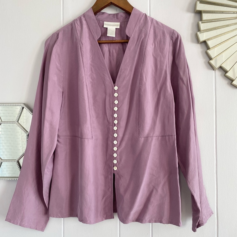 Anthro Soft Surroundings Purple Silk Blouse S